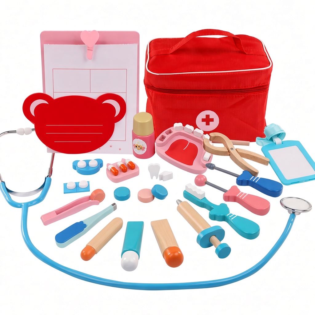 Kit de médico de madera para juegos de simulación Kit de médico de madera para juegos de simulación