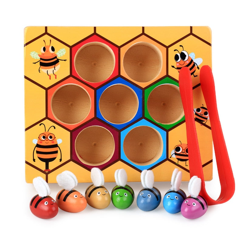 Juego de clasificación de abejas de madera Juego de clasificación de abejas de madera